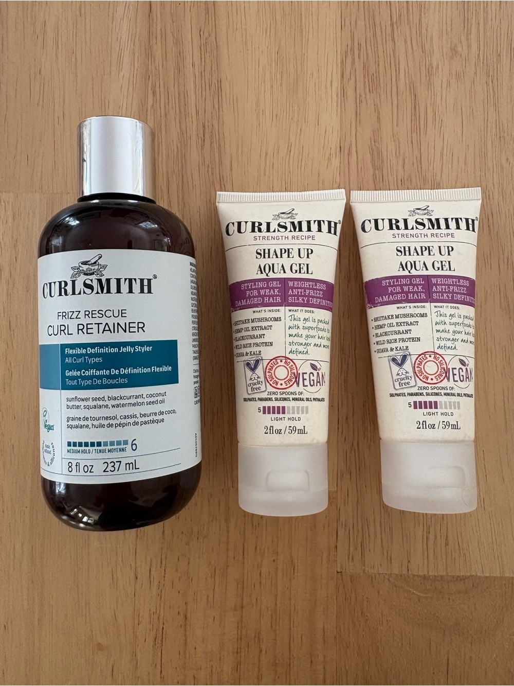 Curlsmith Shape Up Aqua Gel (2) & Curlsmith Frizz Rescue Curl Retainer